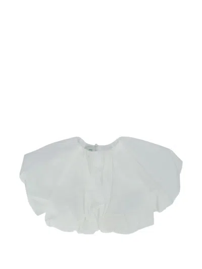 Fendi Kids' Puff-sleeve Poplin Top In White