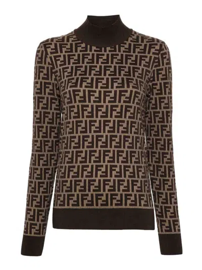 FENDI SUÉTER CON CUELLO ALTO - MARRÓN