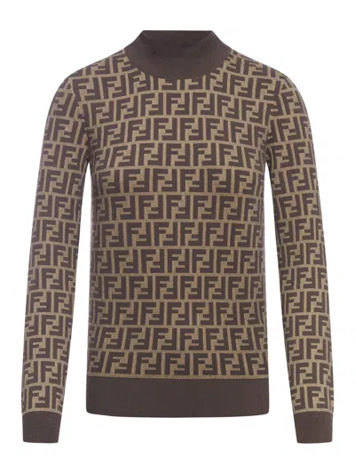 Fendi Turtleneck Sweater In Brown