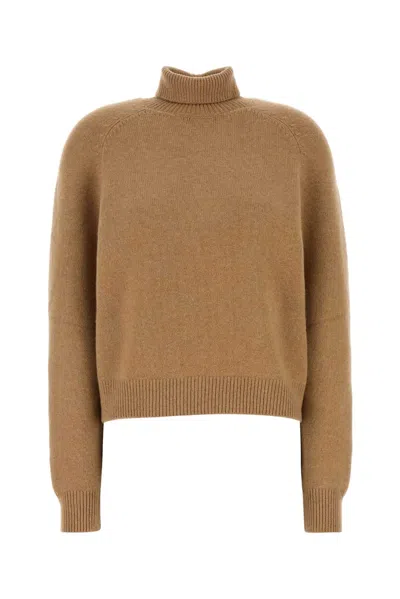 Fendi Cashmere-nylon Turtleneck Sweater In Brown