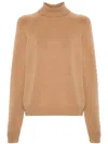 Fendi Turtleneck Long Sleeved Knitted Jumper In Beige