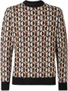 Fendi Crew Neck Sweater Geometric Design In Multi