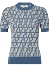 Fendi Ff-jacquard T-shirt In Blue