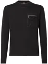 Fendi Knit Sweater With Ribbed Cuffs And Pocket In Multi