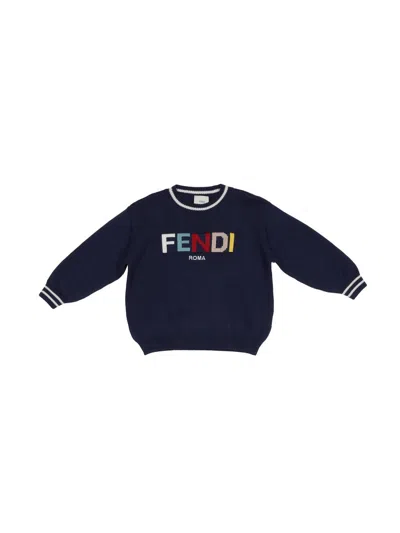 Fendi Roma Wool Jumper In Blue