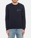 Fendi Regular Fit Wool Blend Pullover With Pockets In Blue