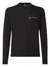 Fendi Knit Sweater With Ribbed Cuffs And Pocket In Black