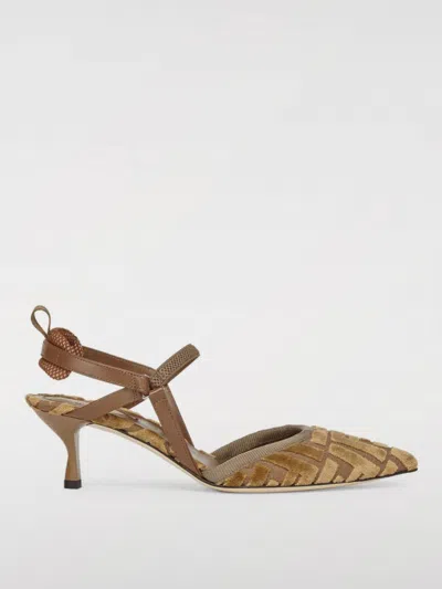 Fendi Mid-heeled Open-heeled Sandals In Brown