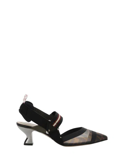 Fendi Printed Mesh Colibrã¬ Pumps In Brown