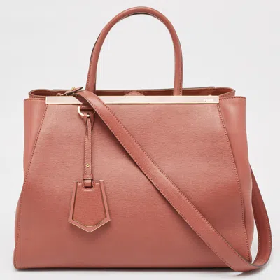Pre-owned Fendi Punch Pink Leather Medium 2jours Tote