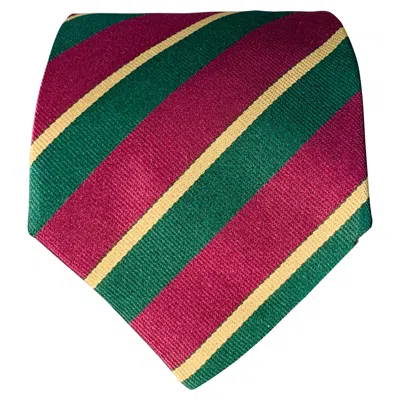 Pre-owned Fendi Purple Green Diagonal Stripe Silk Tie