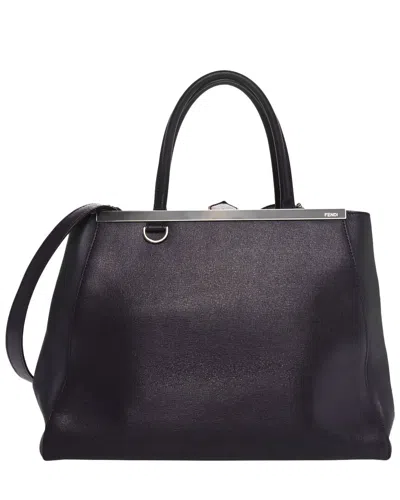 Fendi Purple Vitello Elite Leather Regular 2jours Tote (authentic Pre-loved)