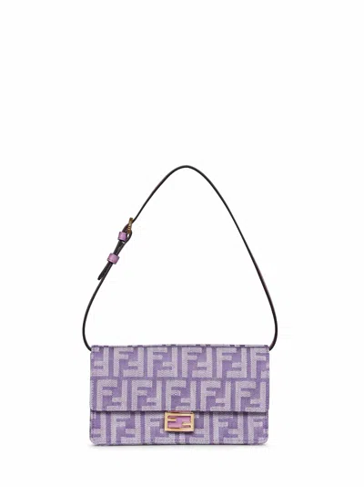 Fendi Purple Wallet On Chain Baguette Minibag