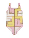 Fendi Junior Girl Ff One-piece Swimsuit In Oq Pink