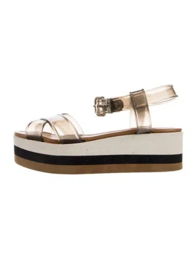 Pre-owned Fendi Pvc Sandals In Gray