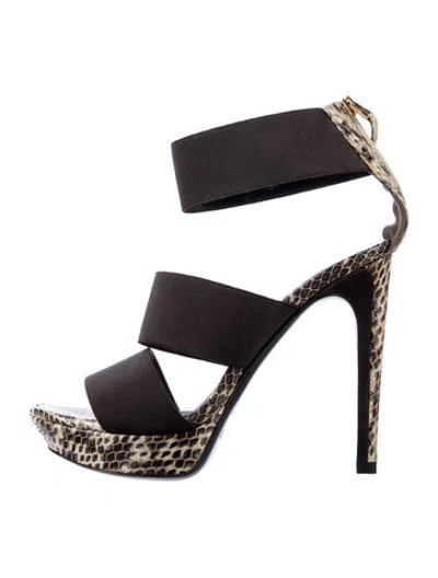 Pre-owned Fendi Python Animal Print Sandals In Brown