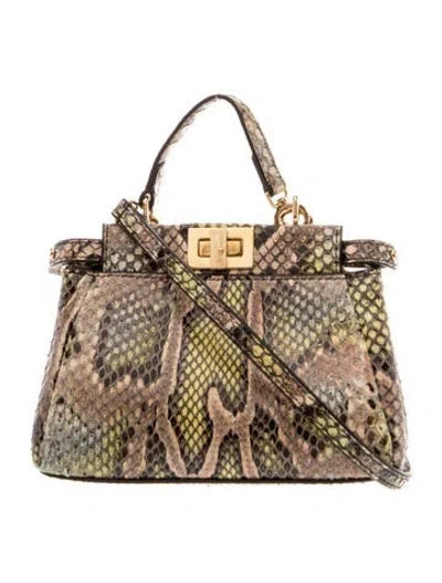 Pre-owned Fendi Python Shoulder Bag In Neutral