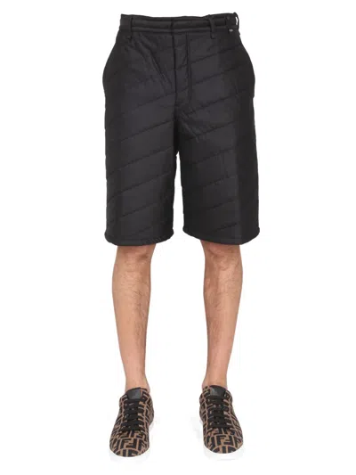 Fendi Quilted Bermuda Shorts In Gray
