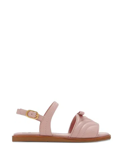 Fendi Kids' Quilted Bow Sandals In Pink