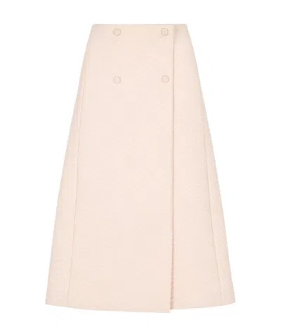 Fendi Quilted-finish A-line Midi Skirt In Nude
