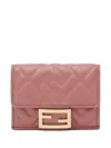 Fendi Quilted Logo Wallet In Pink