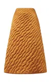 Fendi Quilted Silk Flared Midi Skirt In Brown