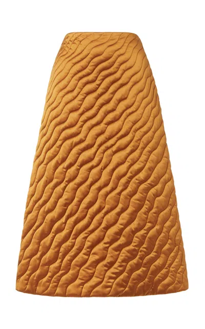 FENDI QUILTED SILK FLARED MIDI SKIRT
