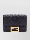 Fendi Nappa Leather Baguette Micro Trifold Wallet In Grey