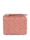 Fendi Slim Baguette Wallet In Pink Nappa With Ff Motif Women In Pink