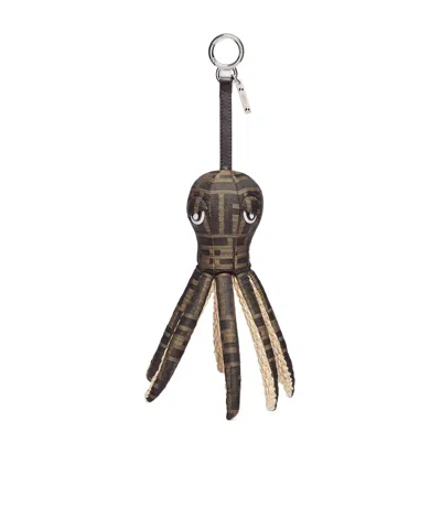 Fendi Raffia And Jacquard Octopus Charm In Black