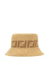 Fendi Beige Raffia Bucket Hat In Neutral