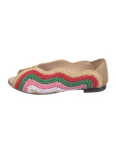 Pre-owned Fendi Raffia Colorblock Pattern Mules In Pink