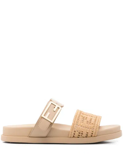 Fendi Raffia Ff-embroidered Sandals