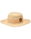 Fendi Logo-patch Raffia Hat In Brown