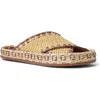 Fendi Beige Raffia-effect Material Slides In Brown