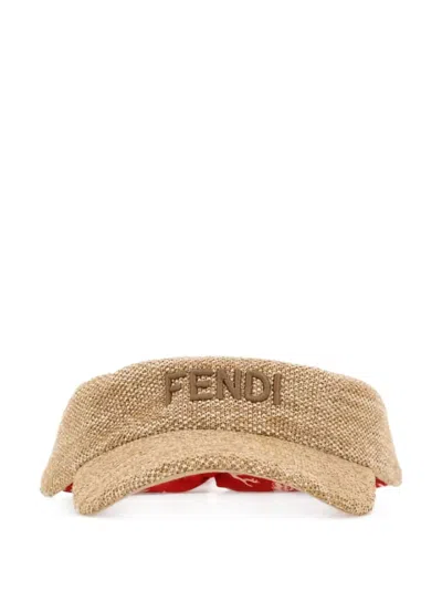 Fendi Women Raffia Hat In Neutral