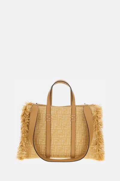 Fendi Rafia City Tote Bag In Sand