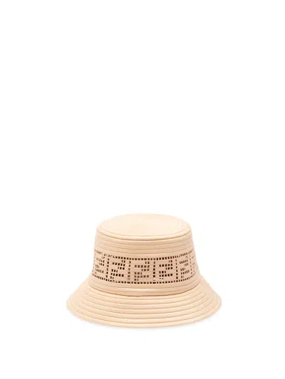 Fendi Rafia Hat In Neutral