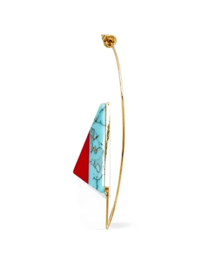 Pre-owned Fendi Rainbow Pyramid Resin Earring In Gold