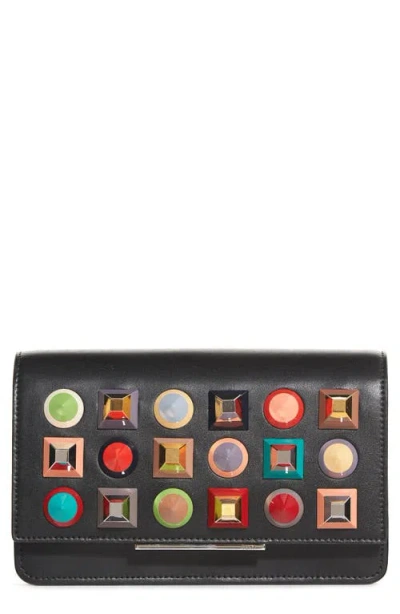 Fendi Rainbow Studded Leather Tube Wallet On A Chain In Multi