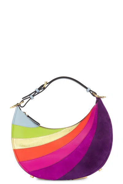 Fendi Rainbow Suede Shoulder Bag In Multi
