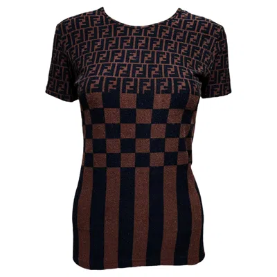 Pre-owned Fendi Rare And Vintage  Mare - Zucca Monogram T-shirt In Black