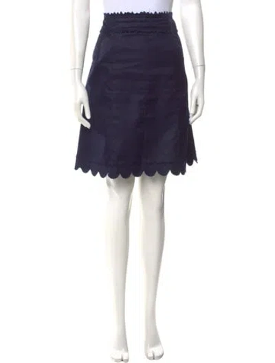 Pre-owned Fendi Raw-edge Trim Knee-length Skirt In Blue