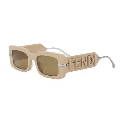Fendi Rectangle Full Rim Sunglasses In Yellow