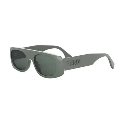 Fendi Rectangle Full Rim Sunglasses In Green