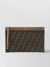 Fendi Rectangle Wrist Strap Clutch Bag In Brown