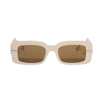 Pre-owned Fendi Rectangular Frame Sunglasses 'shiny Beige/brown'