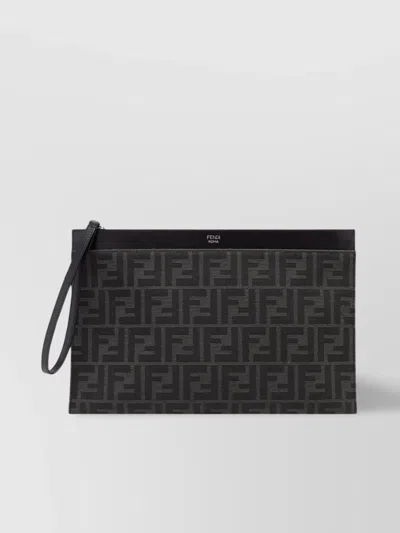 Fendi Rectangular Medium Flat Pouch In Black