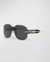 Fendi Graphy Shield Sunglasses, 144mm In Shiny Endura Gold  Smoke
