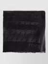 Fendi Rectangular Stole 65x200 Fringed Edges In Black